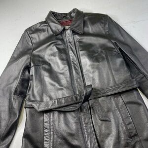 Wilsons Leather Black Belted Leather Jacket with Thinsulate Zip Out Body Liner